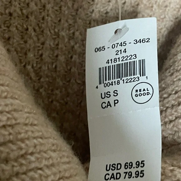 Aerie Beige  CozyUp Waffle Button Sweater in a tan color. Size Small NEW - Picture 11 of 12